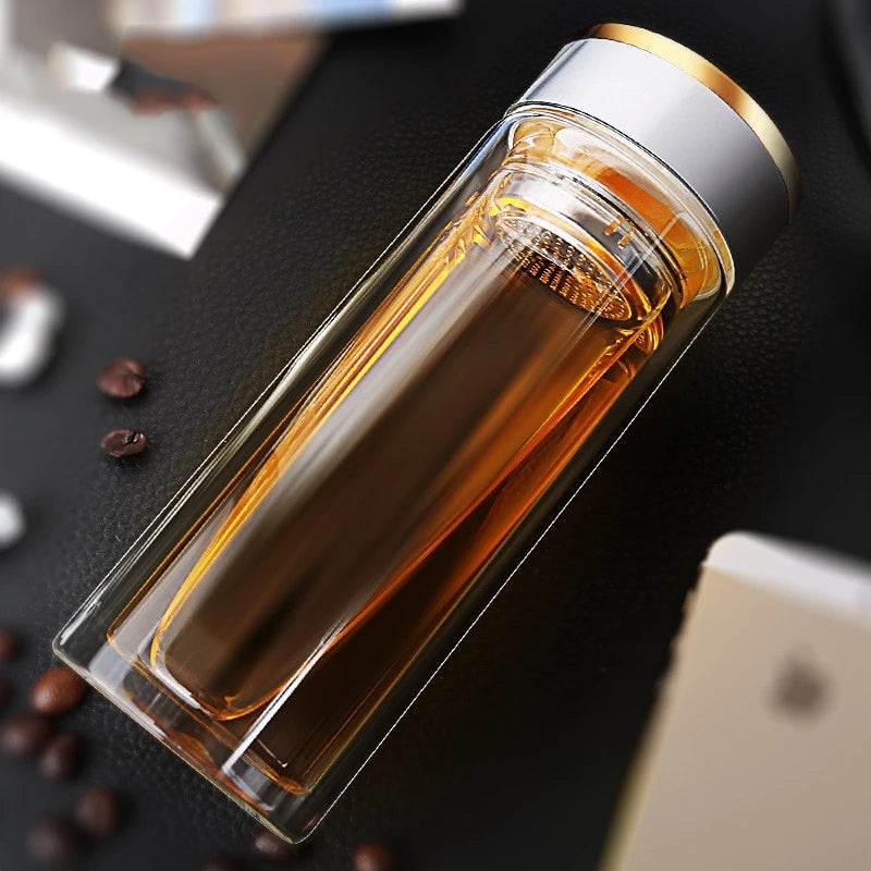 500ml Double-Walled Thick Glass Tea Infuser Cup